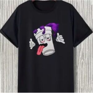 Black T-Shirt with Cartoon Graphic